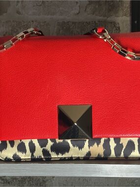 kate spade New York Leopard-Print Trim and Red Leather Gold Accent